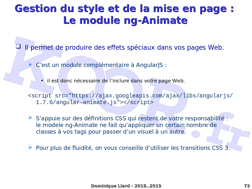 AngularJS - Gestion du style et de la mise en page : Le module ng-Animate