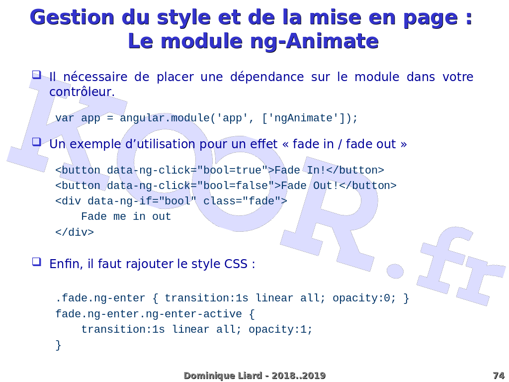 AngularJS - Gestion du style et de la mise en page : Le module ng-Animate