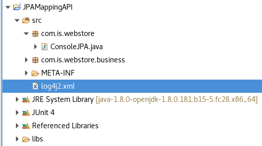 Localisation du fichier de configuration de l'API Log4J 2