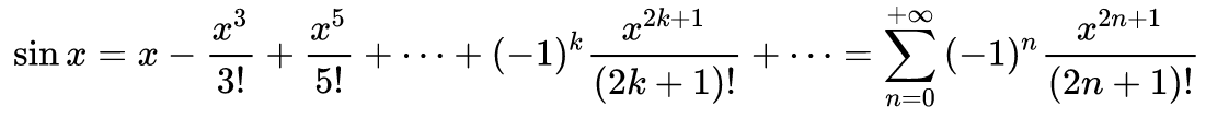 Dfinition mathmatique de la fonction sin par une srie.