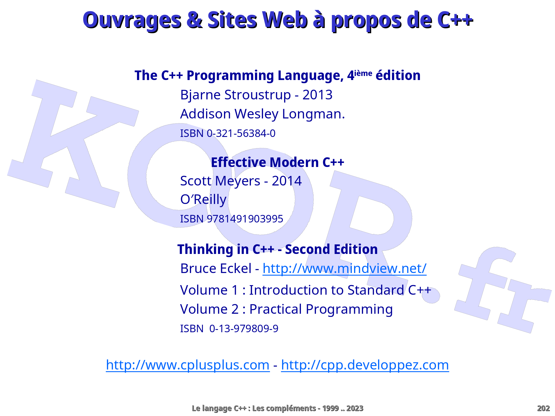 Le langage C++ - Les compléments - Ouvrages & Sites Web à propos de C++