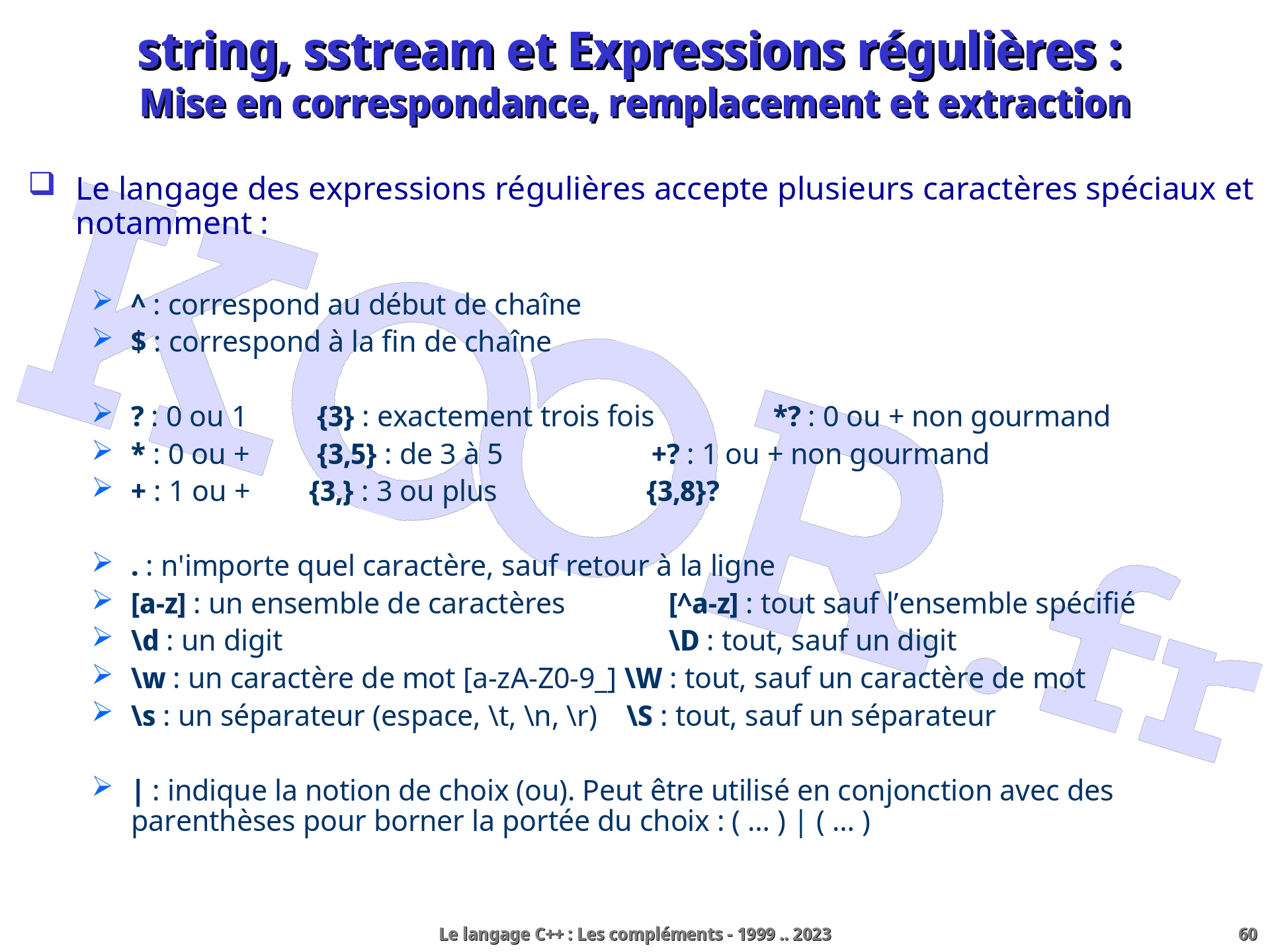 Le langage C Les compl ments string sstream et Expressions