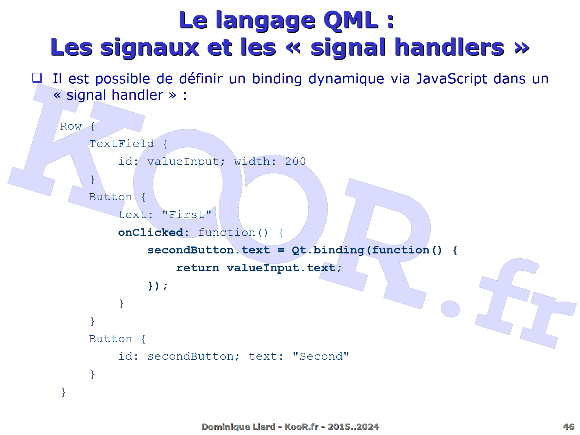 Mise en oeuvre d'IHM avec la librairie QtQuick/QML Le langage QML
