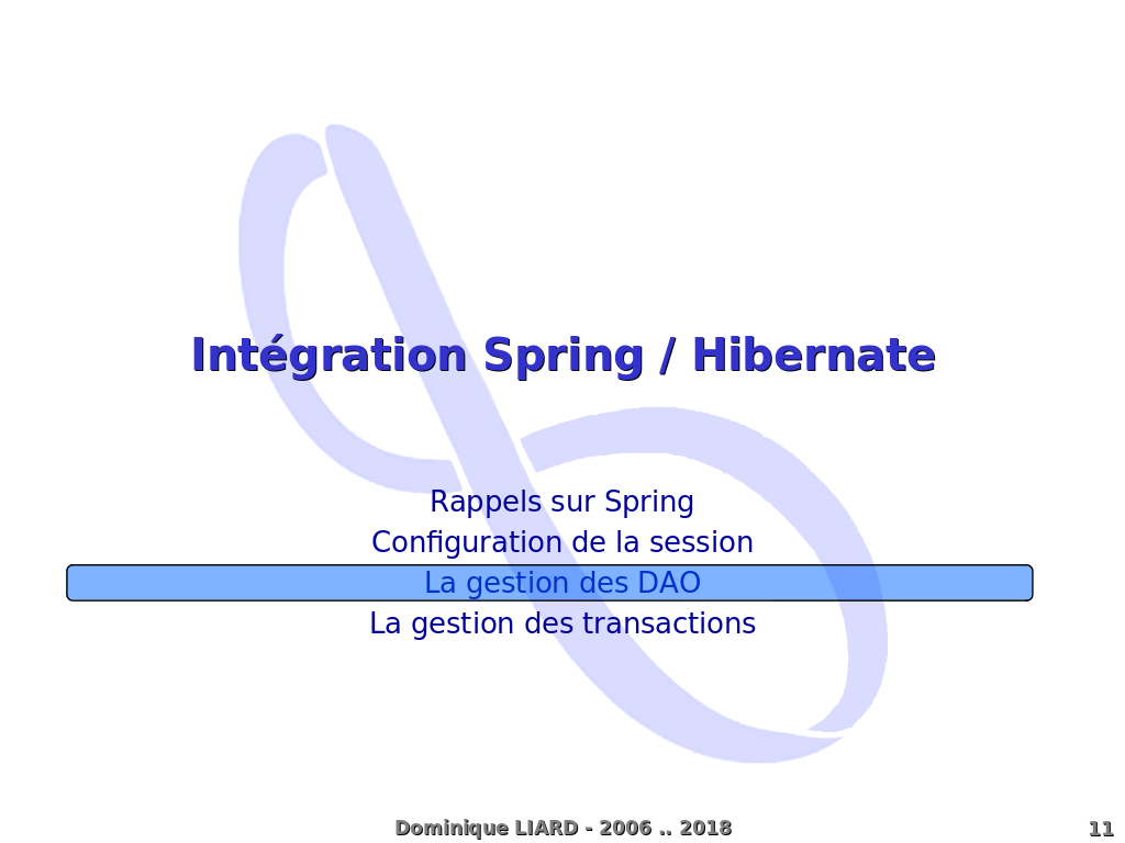 Intégration Hibernate/Spring