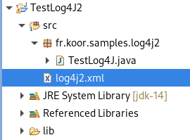 Emplacement du fichier de configuration de Log4J 2.