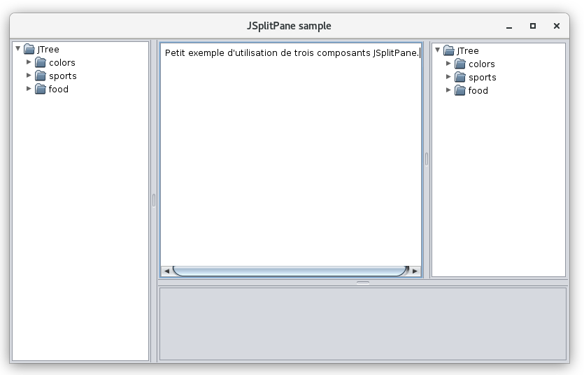 Exemple d'utilisation de composants de type JSplitPane