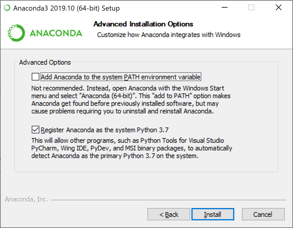Vous pouvez mettre  jour la variable d'environnement PATH pour avoir accs aux excutables d'Anaconda.